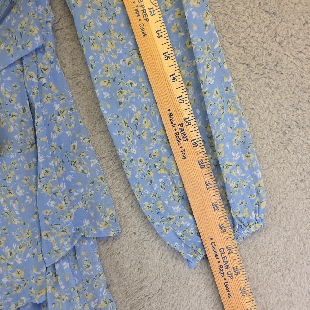 Japna Dress Womens S Blue Tiered Floral Boho Coastal Milkmaid Cottagecore Dainty - Picture 13 of 16